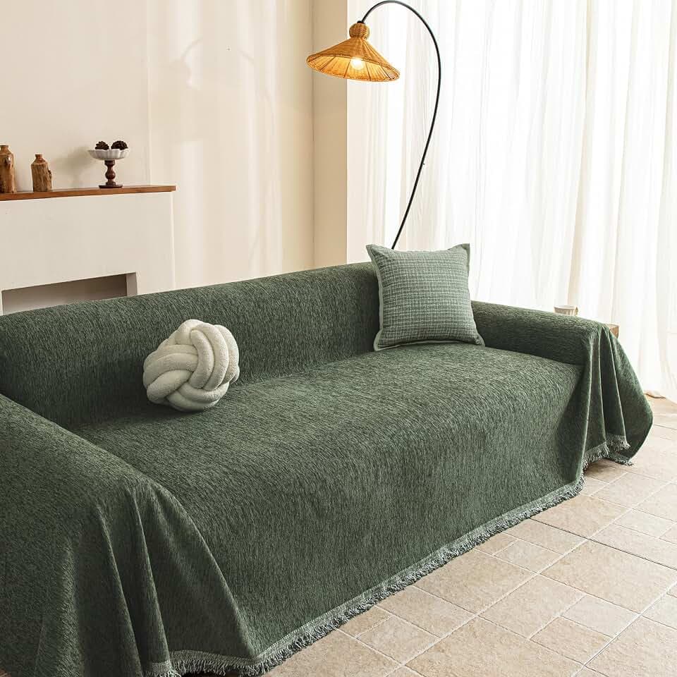 MYSKY HOME Olivgrün Sofa überzug, Sofa Schutzdecke Kratzschutz für Sofa