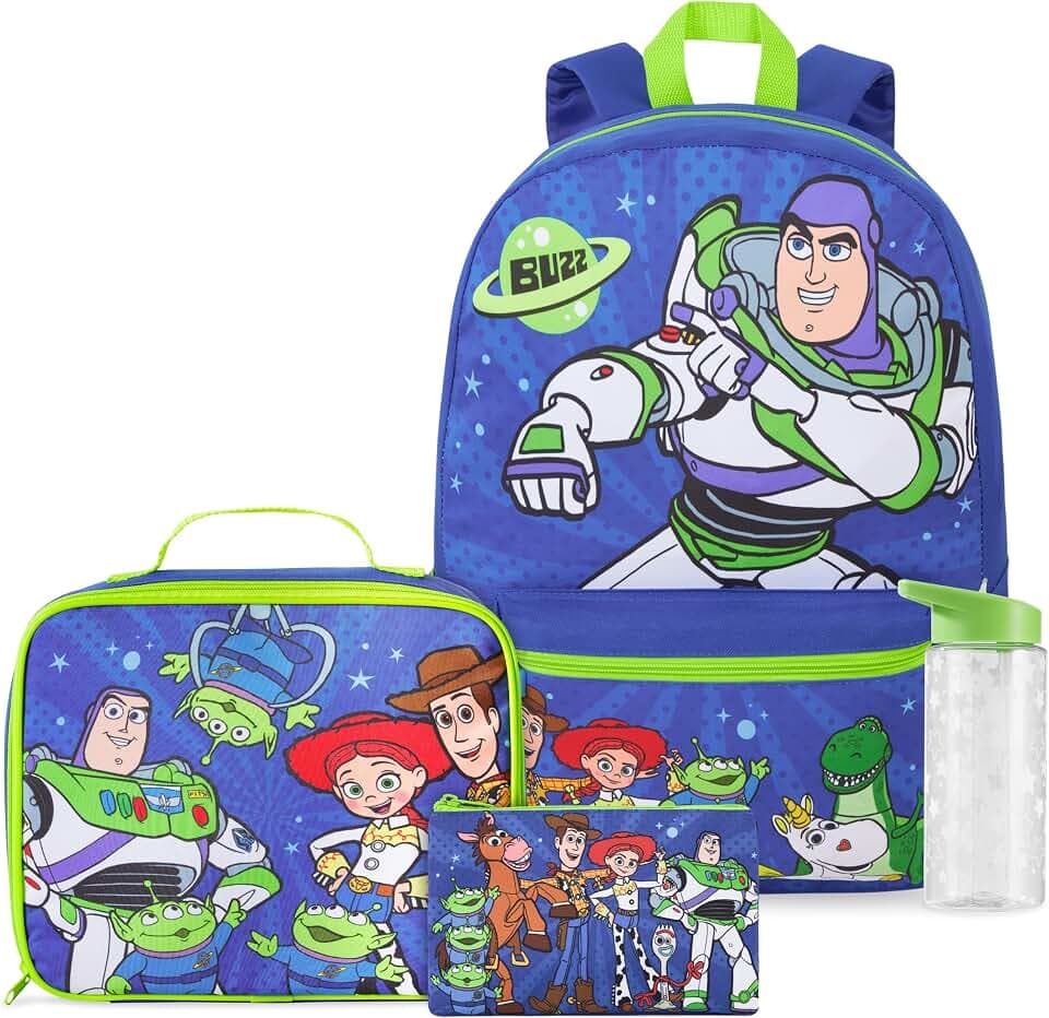 Get Trend Disney Toy Story Großer Rucksack Kinder 4er Set, 46 cm Kinderrucksack, Trinkflasche 500ml, Federmäppchen & Isolierte Lunchtasche für Schule (Blau Toy Story)