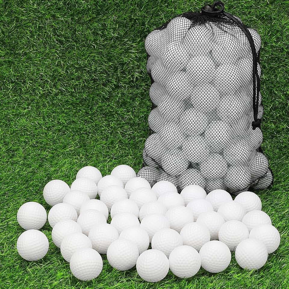 Coopay 72/150/300 Pack Practice Golf Balls, 42mm Plastic Golf Training Balls with a Drawstring Bag Hollow Sports Limited Flight for Swing Practice Driving Range Backyard Home