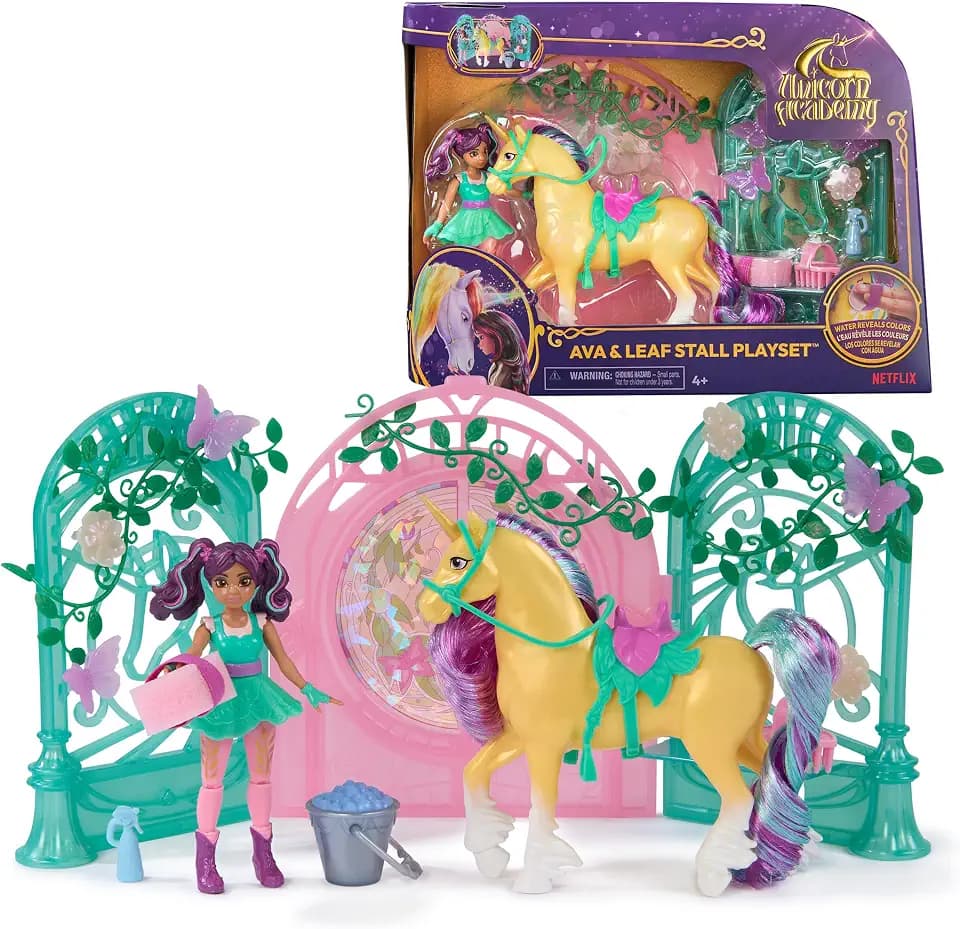 Unicorn Academy Color-Change Leaf Stall, Dolls & Unicorn Toys, Ages 4+