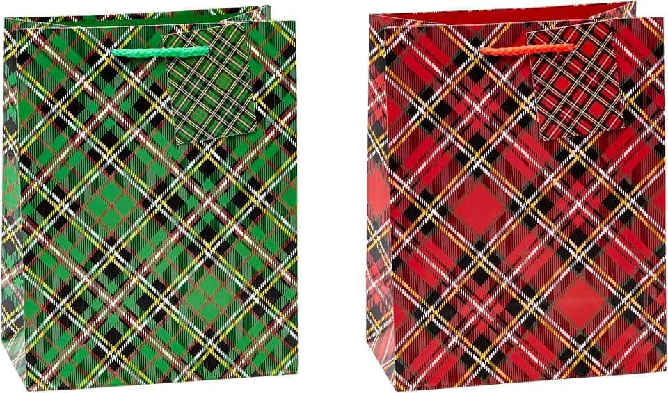 TSI Geschenktüten TARTAN, 12er Packung, Größe: Mittel (HxBxT 23 x 18 x 10 cm), Art. Nr. 87012