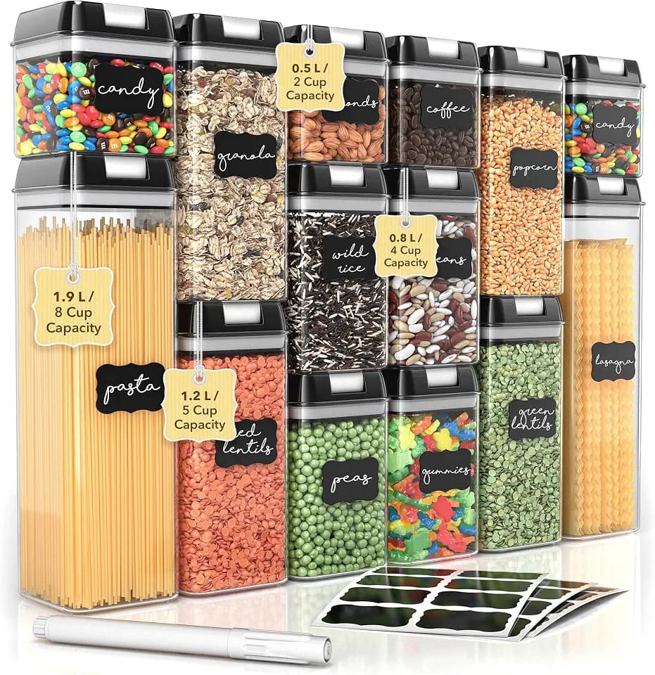 Simply Gourmet Lebensmittelaufbewahrungsboxen für die Küche Organisation, 14 Stück, luftdicht, BPA-frei