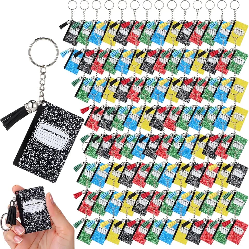 Nosiny 100 Pcs Back to School Gift for Teacher Bulk Mini Notebook Keychain