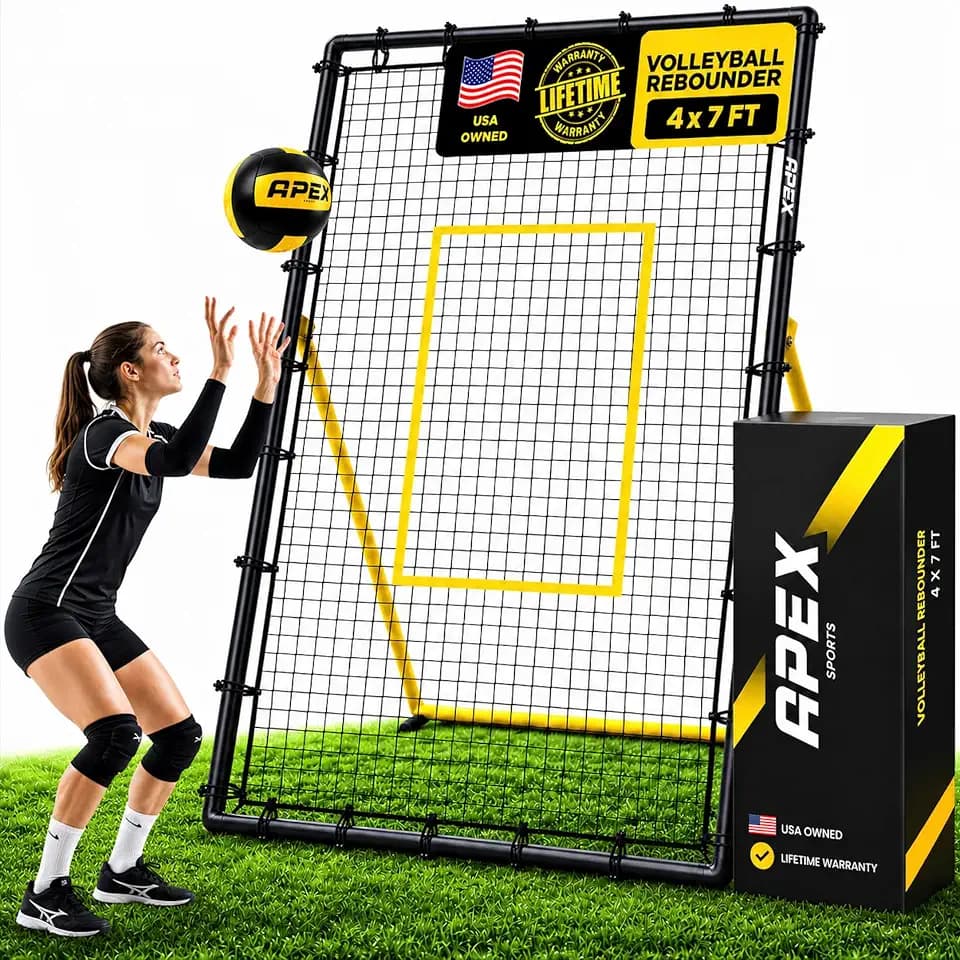 Apex Sports Volleyball Rebounder, Adjustable Angle 7x4 ft Bounce Back Net