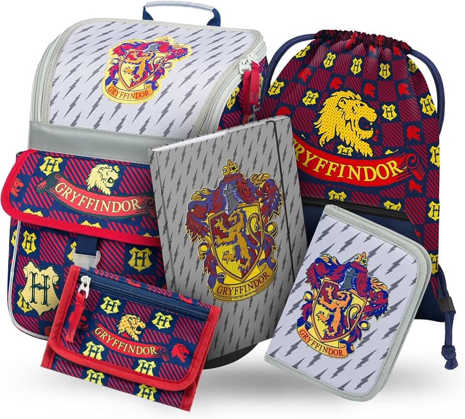 Baagl Schulranzen Mädchen Set 5 Teilig - Zippy Schultasche ab 1. Klasse - Grundschule Ranzen mit Brustgurt - Ergonomischer Schulrucksack