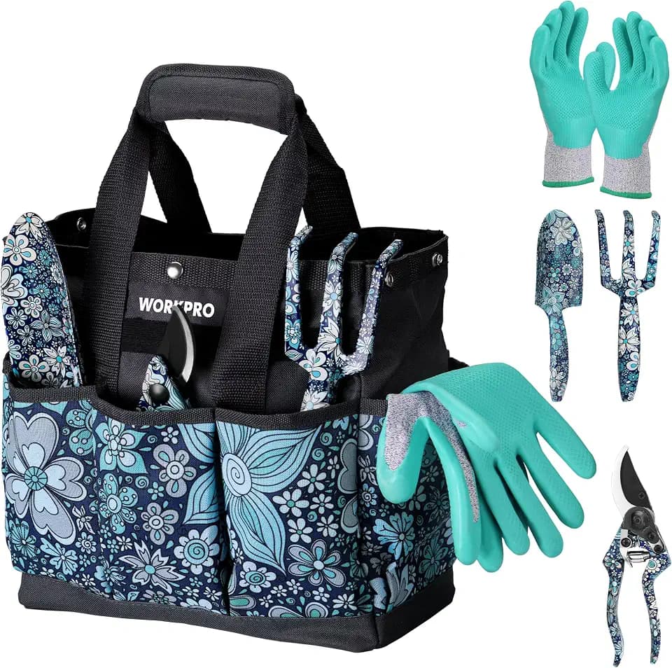 WORKPRO 5PCS Garden Tool Set, Aluminum Heavy Duty Gardening Tool Set