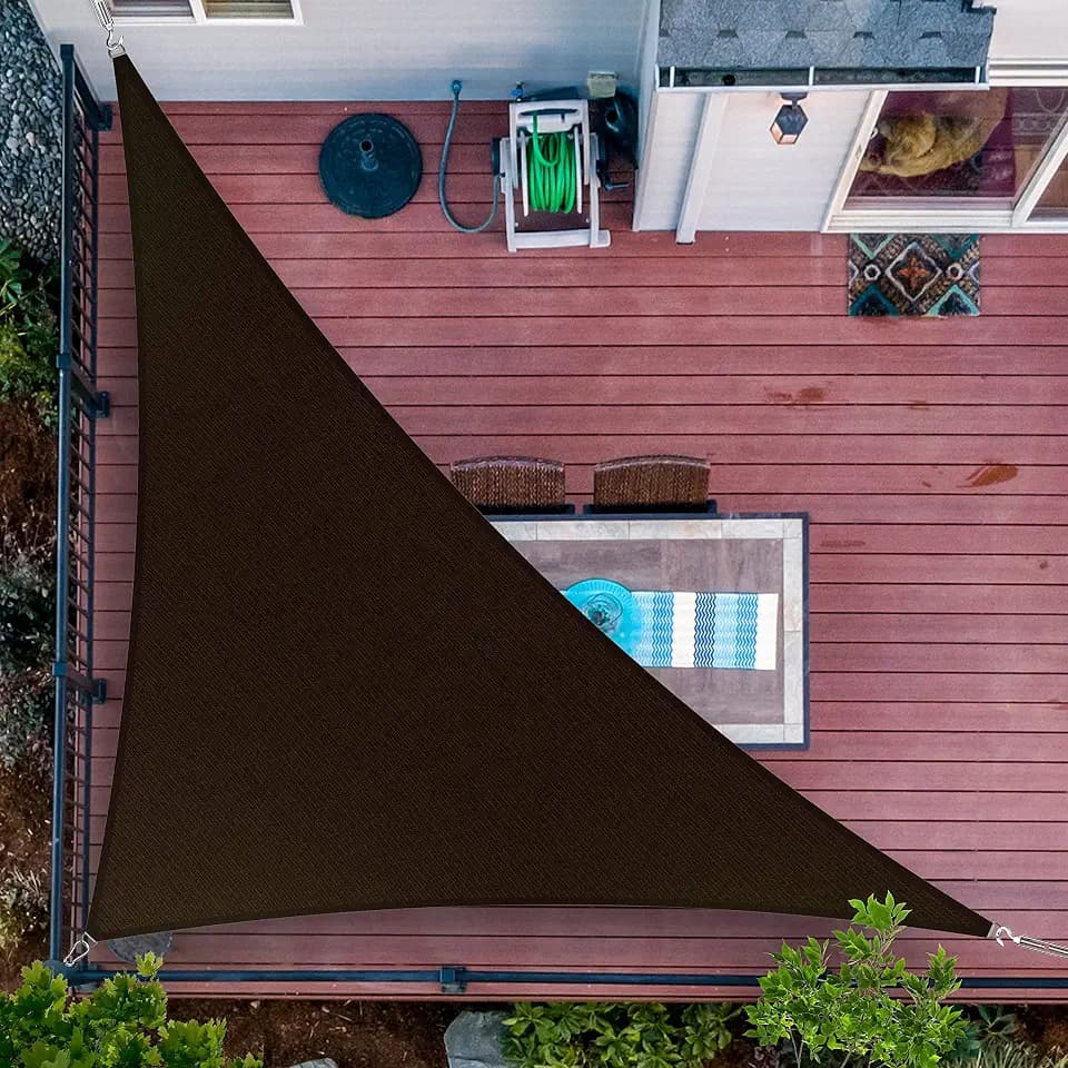ShadeMart 20' x 20' x 28.3' Brown Triangle Shade Sail for Patio