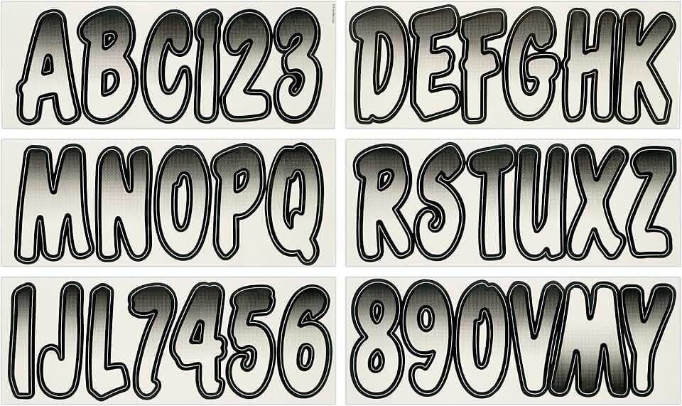 Hardline Products USA Series 200 Boat Registration Kit – 3 Inch Marine Vinyl Lettering & Numbers – White/Black Gradient – USCG Compliant Decals for PWC, Pontoon & Hull – Fuel & Fade Resistant