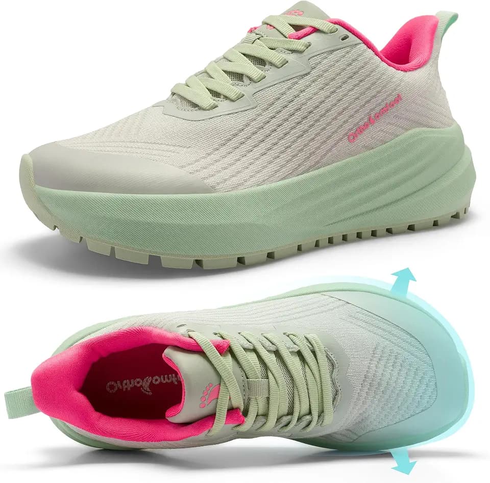 Women's Orthopedic Wide Trail Running Sneakers, Arch Support Diabetic Plantar Fasciitis Tennis Work Shoes, Comfortable Flat Feet Hiking Walking Athletic Sneakers for Swollen Feet and Foot Pain