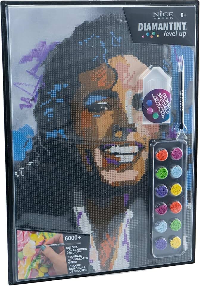 DIAMANTINY Level Up-PLUS Celebrities-Aktivitäten Crystal Art, Diamond Painting Kit, Michael, A4, 96457