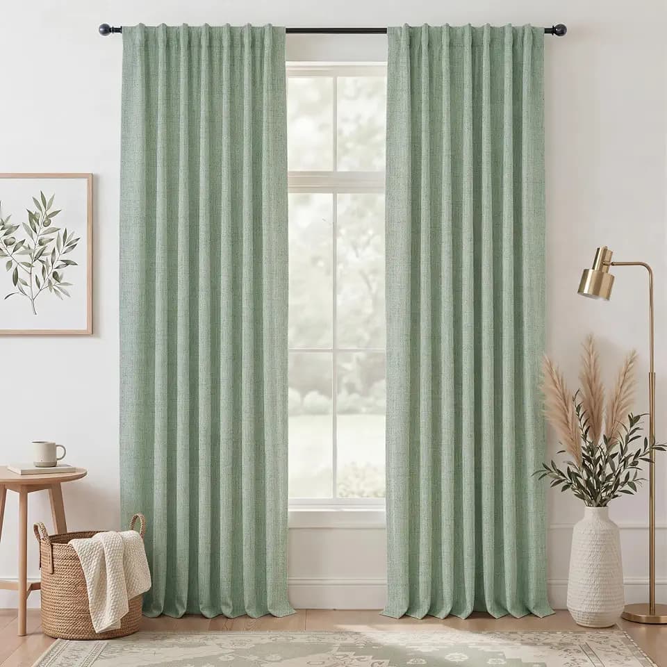 RYB HOME Sage Green 100% Blackout Curtains 108 Inch Long for Dining Room