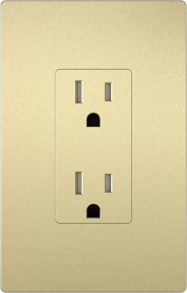 LIDER Receptacle, Interchangeable Face Cover, Wall Outlet, 15A, Matte Gold