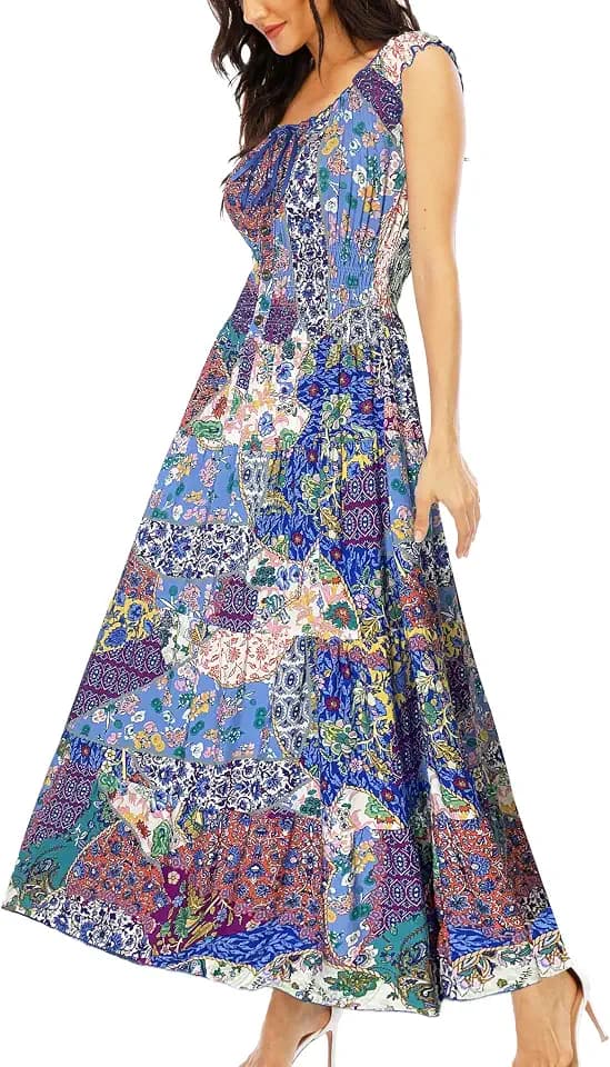 Women's 2026 Summer Boho Floral Print Tiered Casual Flowy Long Maxi Dress