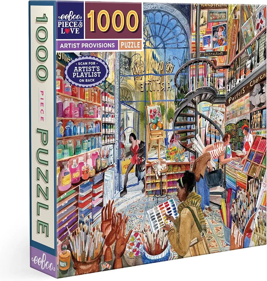 eeBoo Artist Provisions 1000 Piece Square Jigsaw Puzzle, 23" x 23"