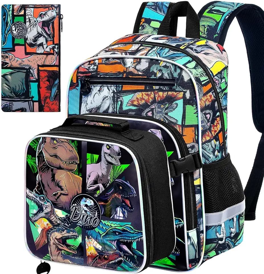 CCJPX 3Pcs Backpack for Boys, 16 Inch Preschool Elementary Kindergarten School Backpacks and Lunch Box