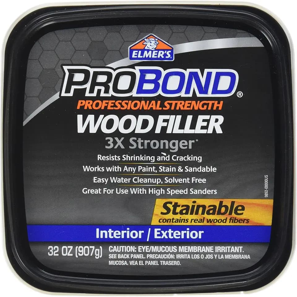 Elmers ProBond Professional Strength All Purpose Wood Filler, 32 Ounce Tub, Interior/Exterior Stainable (Pack of 1)