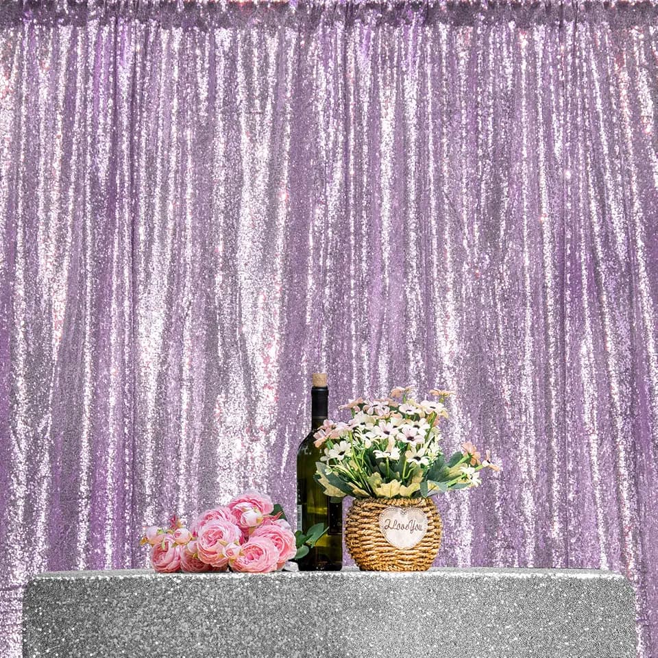 JYFLZQ Lavender Sequin Backdrop Curtains for Party 10ft x 10ft 1Panel