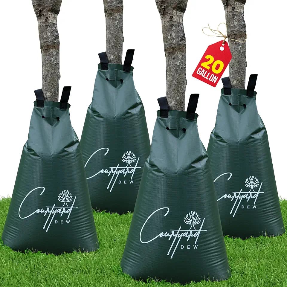Tree Watering Bag Slow Release 4 Pack 20 Gallon- Heavy Duty Slow Release Watering Bags for Trees, Refillable Tree Bags for Watering, Deep Root Targeting