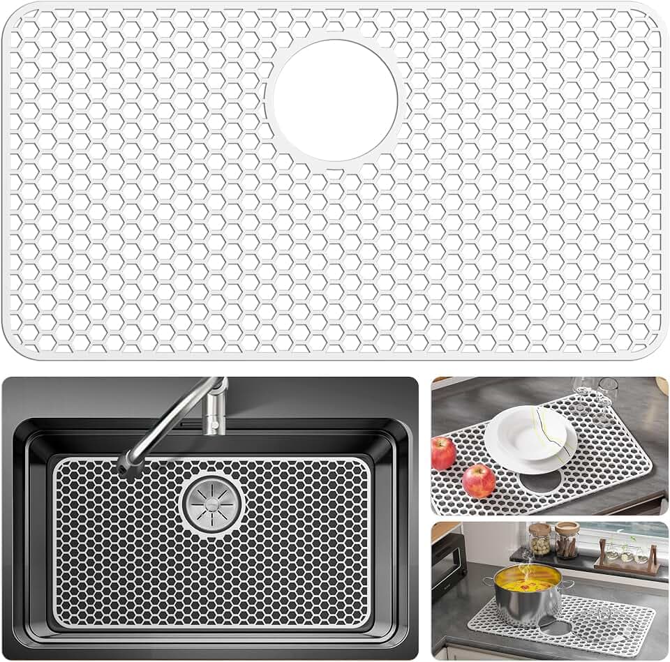 Bestjing Silicone Sink Protectors for Kitchen Sink-26"x 14" Rear Drain