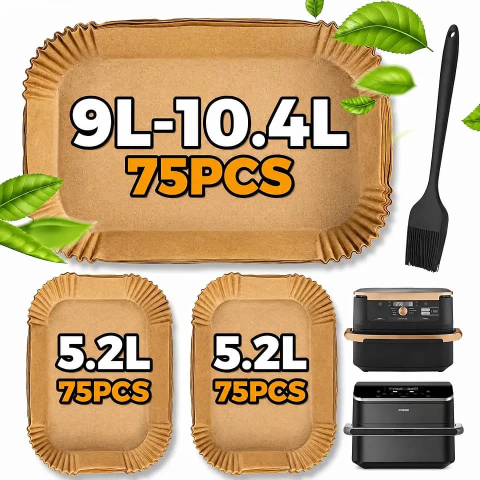 Pietuley 225 Stück Backpapier für Heißluftfritteuse Ninja Foodi Flexdrawer AF500EU 10,4L, Hot Air Fryer Accessories für Cosori Dual Blaze Twinfry 10L, Ninja Heißluftfritteuse AF500EU Zubehör 10,4L