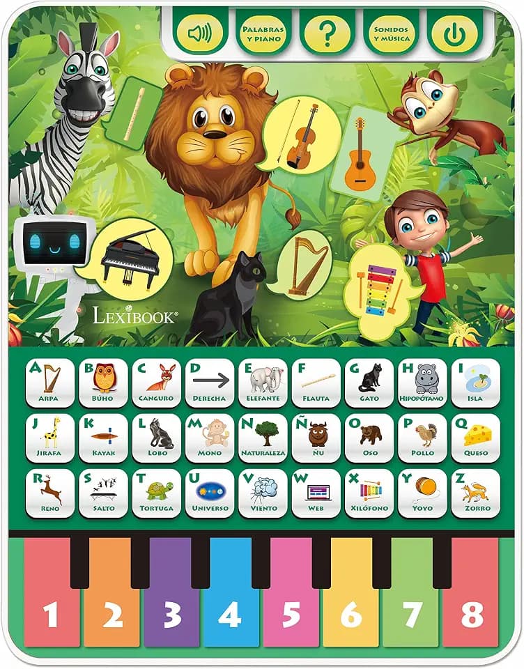Lexibook Pädagogisches Sprechtablett zum Lernen von Alphabet, Figuren, Tieren und Musik, Spanisch