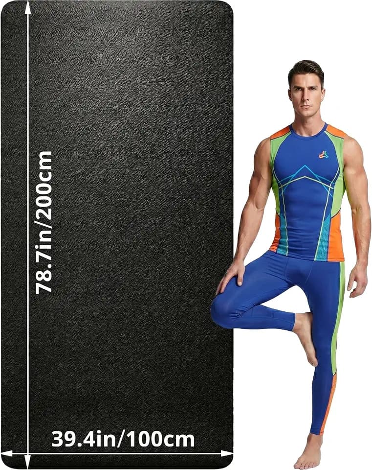 Extra Large Yoga Mat for Men, 79"x40"x8mm, Black