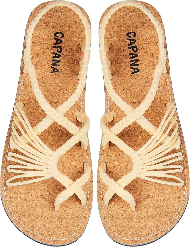 Capana Woven Women's Flat Sandals - Strappy Braided Sandals, Beach Sandals for Women Dressy Summer, Rope Bohemian Sandals, Spring Casual Womens Shoes, Comfy Boho Flats for Teen Girls – Banyan