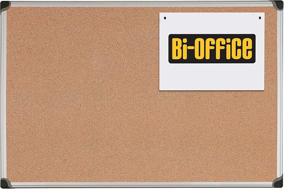 Bi-Office Korktafel Maya "W", Mit Aluminiumrahmen, Hochwertige Naturkorkoberfläche, Pinnwand, 120 x 90 cm