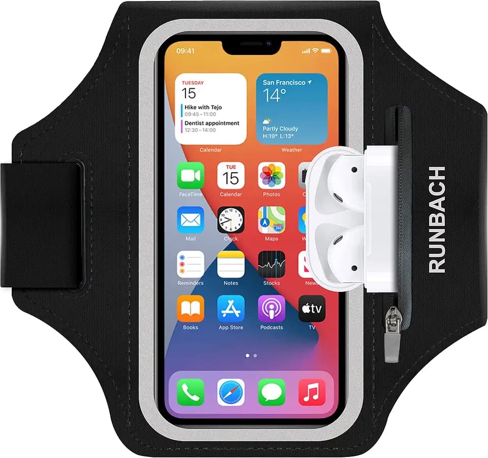 Armband for Samsung Galaxy S25/S24/S23/S22/S21/S20/S10/S9/S8,Galaxy A01/A8/A10e/A20e/A41/M01/Xcover 5,Water Resistant Sport Armband with Zipper Slot for Galaxy Buds (Black)