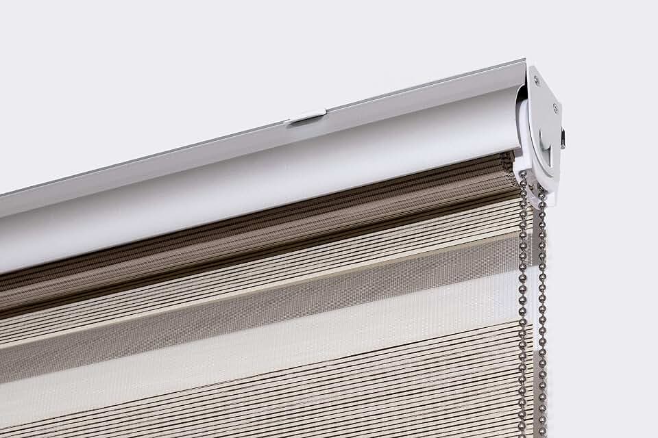 Estoralis Margaery Doppelrollo mit dekorativer Kassette, 120 x 250 cm. Farbe Beige
