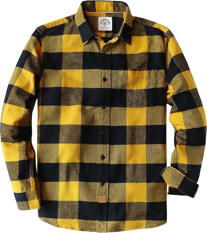 Dubinik® 6 oz Flannel Shirt for Men Cotton Casual Button Down Long Sleeve