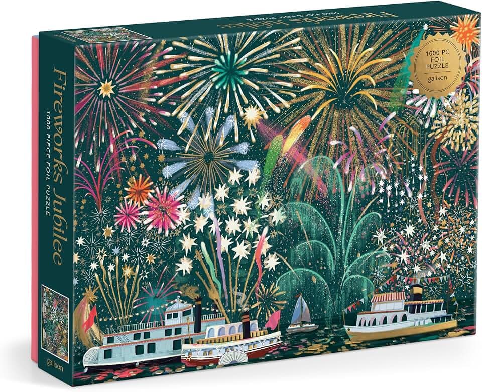 Galison - Fireworks Jubilee 1000 Piece Jigsaw Puzzle with Foil for Adults