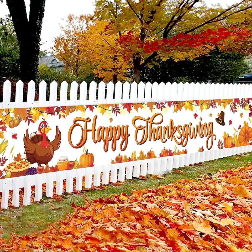 KatchOn Happy Thanksgiving Banner For Thanksgiving Decorations 120x20 Inch