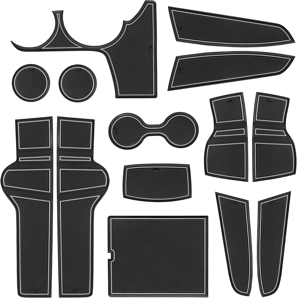 for Kia Sportage NQ5 Accessories 2023 2024 2025 2026 Cup Holder Insert Center Console Liner Door Slot Mats Non-Slip Cup Coaster Pad 14PCS Set for Kia Sportage Hybrid/LX/EX/SX/X-Pro (Gray)