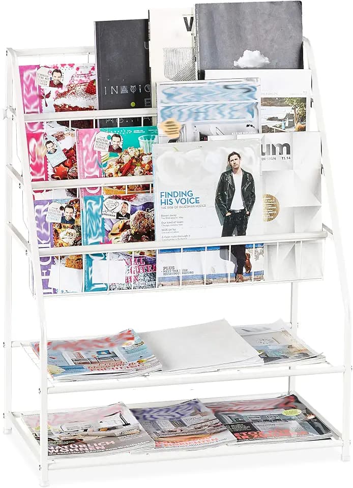 Relaxdays Zeitschriftenregal Metall, HBT: 81 x 67 x 37 cm, weiß