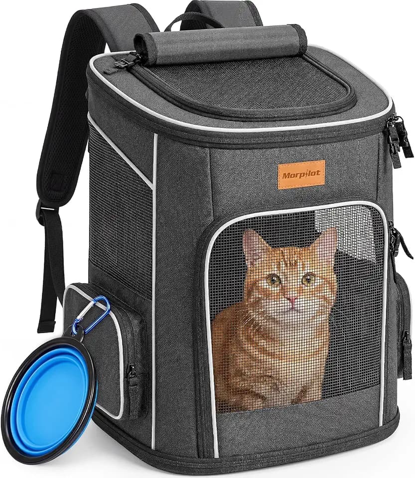 Morpilot Katzenrucksack Hunderucksack für Katzen Hunde Dunkelgrau 33x28x41cm