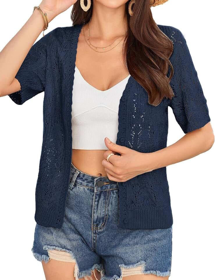 GRACE KARIN 2026 Women's Short Sleeve V Neck Cardigans Sweaters