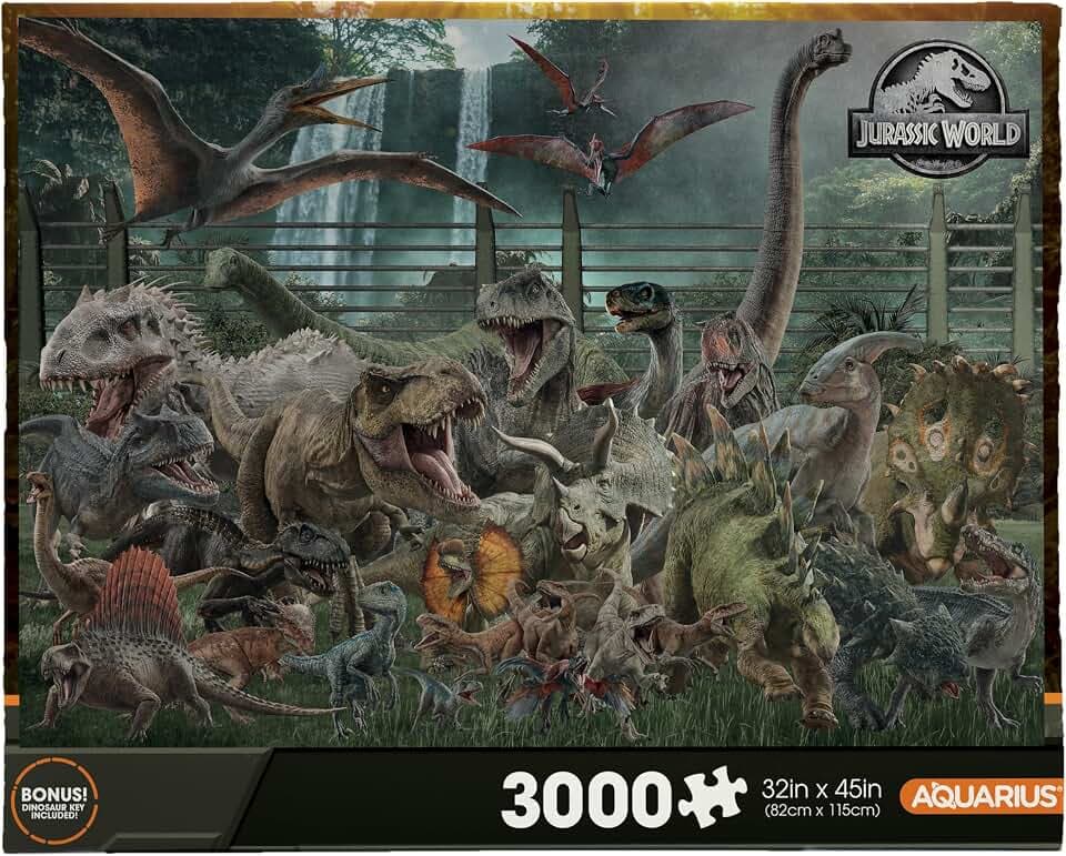 Aquarius Jurassic World Größentabelle, 3000-teiliges Puzzle (3000 Teile Puzzle) – blendfrei – präzise Passform – offiziell Lizenziertes Jurassic World Merchandise & Sammlerstücke – 107,7 x 89,9 cm