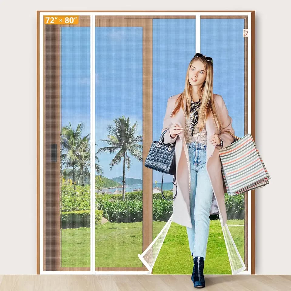 Yotache White Magnetic Screen Door Fit 72" x 80" Doors