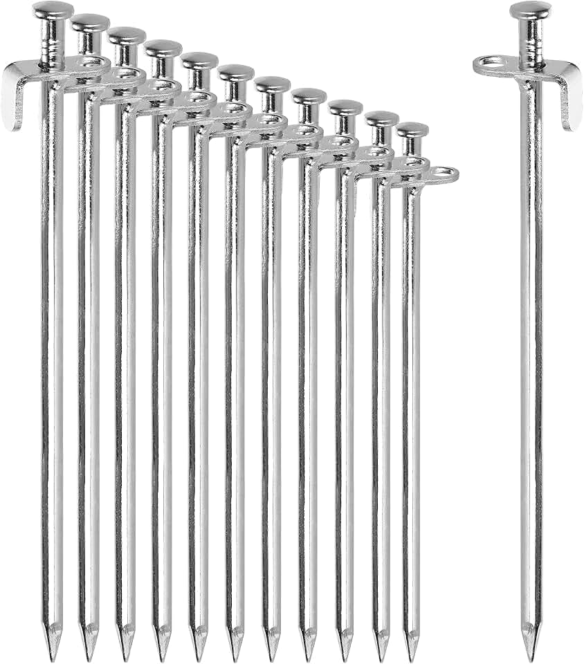com-four® 12x Zelt-Heringe aus Stahl, Lange und robuste Erdnägel