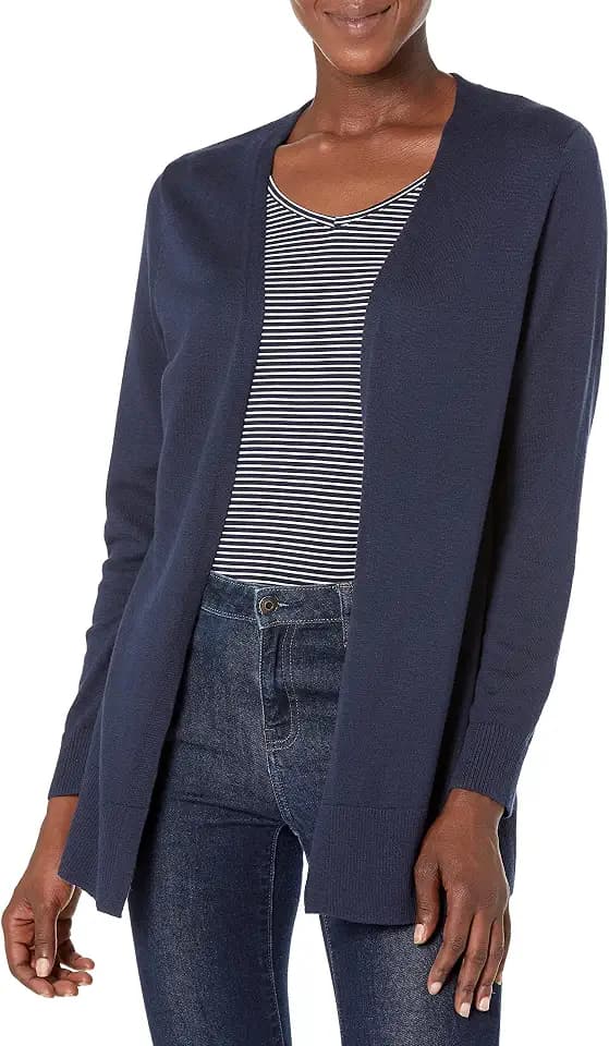 Amazon Essentials Women's Lightweight Long-Sleeve Open-Front Long Cardigan Sweater, Regular Fit
