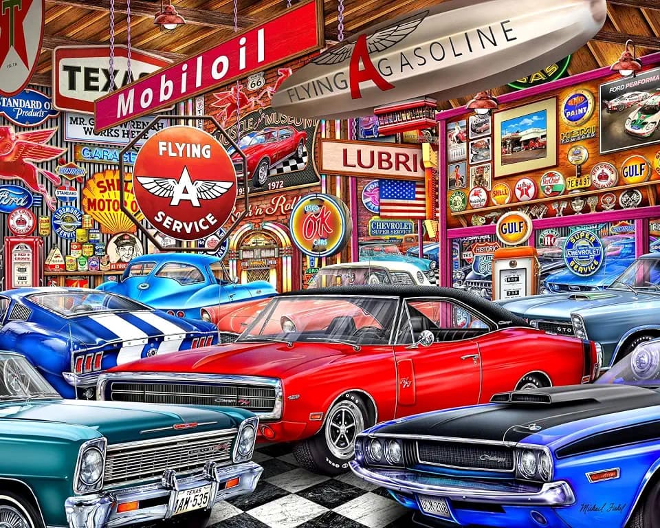 Springbok Muscle Car Museum 1000 Piece Jigsaw Puzzle for Adults