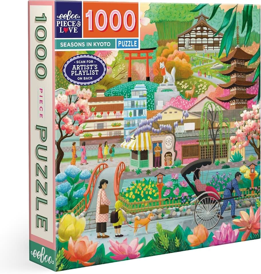 eeBoo Seasons in Kyoto 1000 Piece Square Jigsaw Puzzle, 23" x 23"