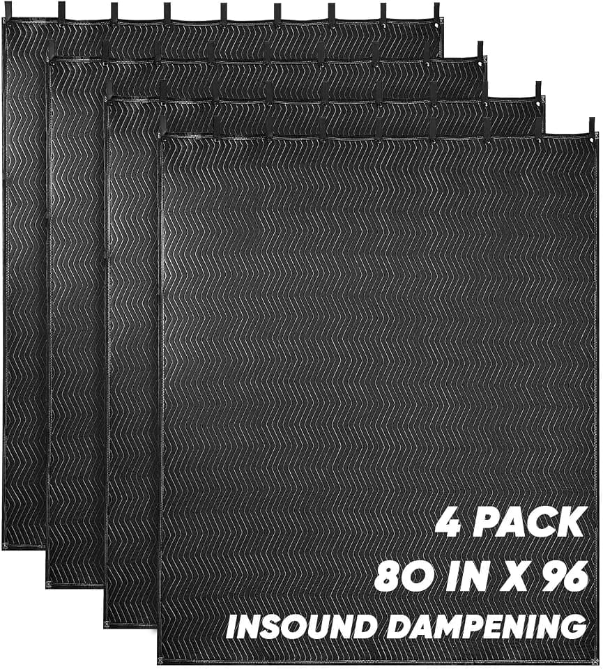 4 Pcs Extra Large Sound Absorbing Blanket 96x80, Sound Proof Curtain