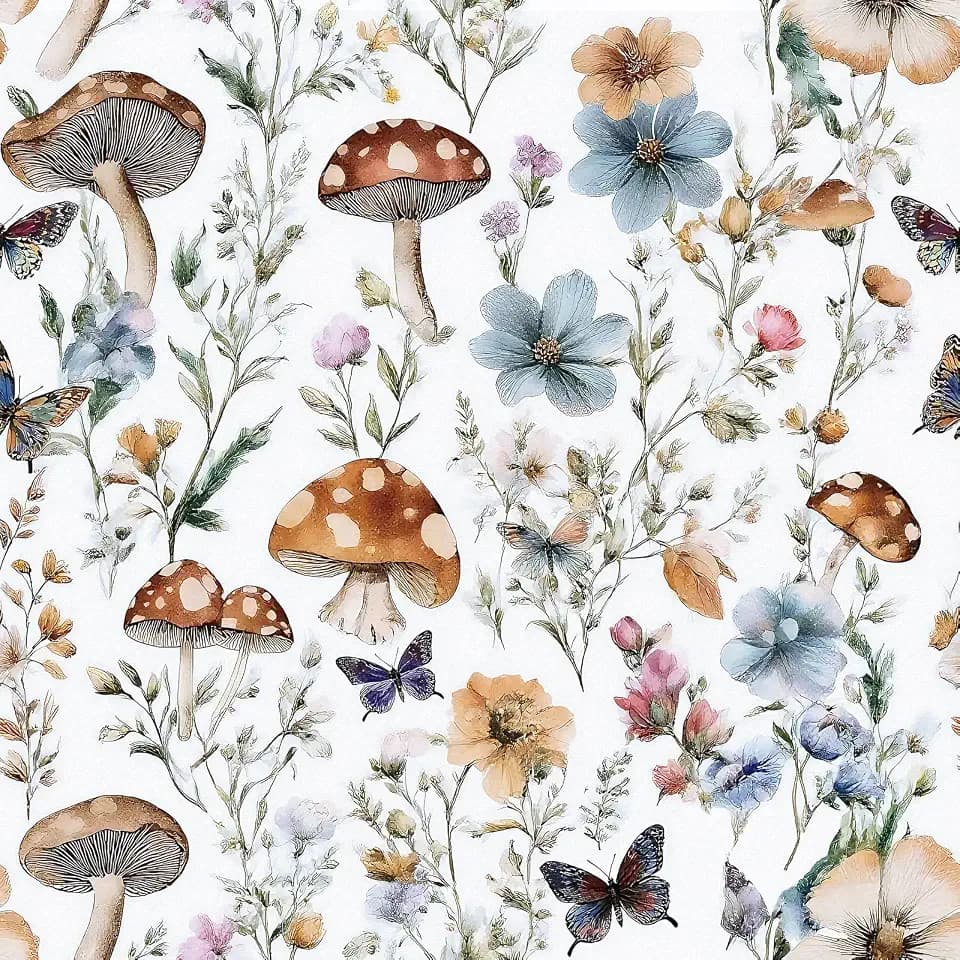 Froluya Mushroom Wallpaper Peel and Stick Boho Contact Paper 16.9" x 196.8"