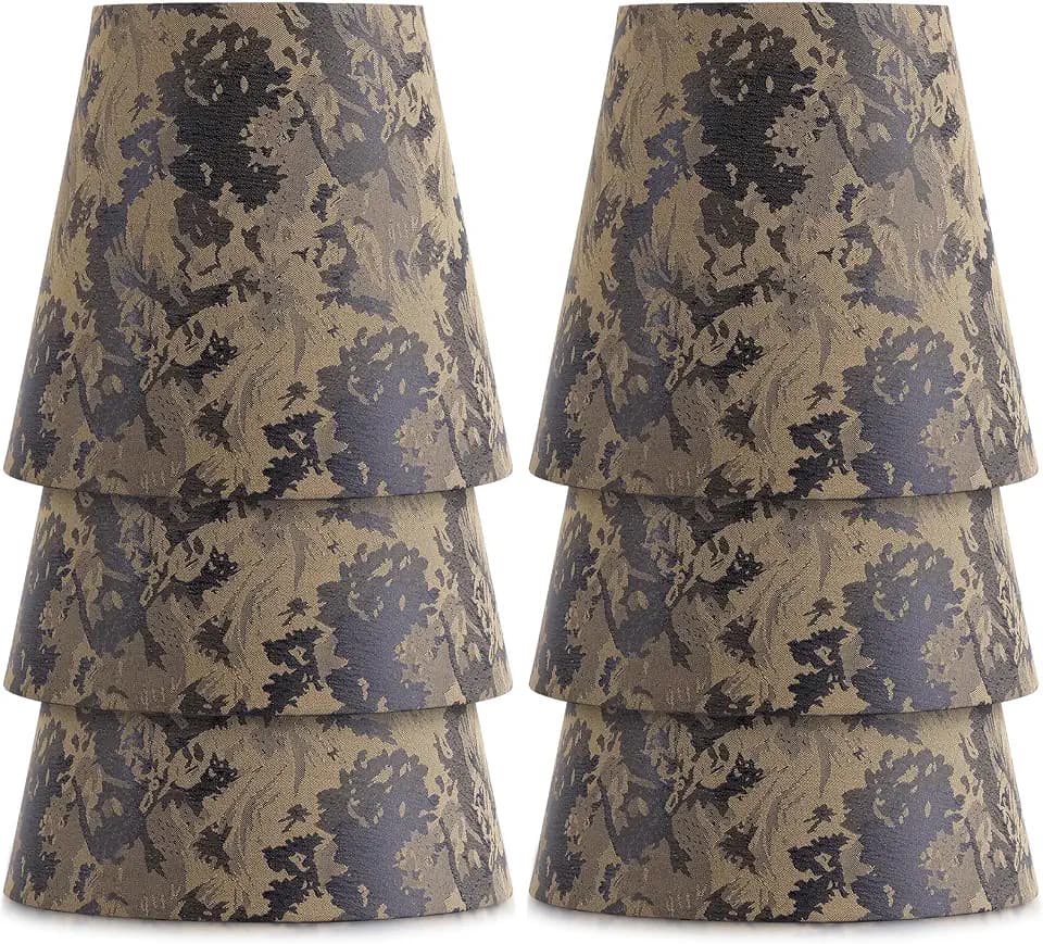 YISUN Chandelier Shades Set of 6, Clip-On Lamp Shade, Small Lamp Shade 4.3" Top x 5.9" Bottom x 5.5" Slant Height, Fit for Droplight Wall Lamp Candle Chandelier (Tan)