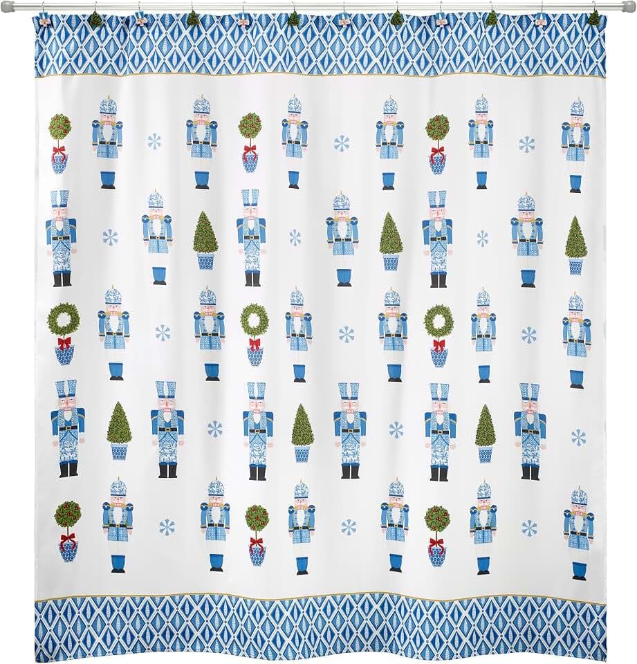 Avanti Linens - Christmas Fabric Shower Curtain, Holiday 72x72 Curtain