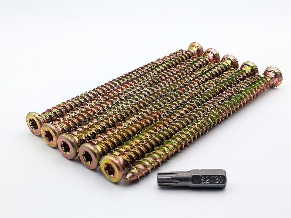 AF4F 20 Stück 122 mm x 7,5 mm Betonrahmen Befestigungsschrauben Fenster Tür allgemeine Tischlerei mit gratis Torx 30 Bit (20 Stück)