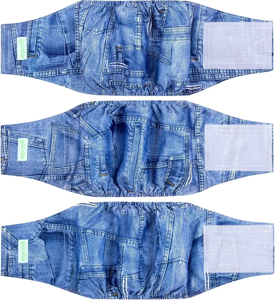 wegreeco Washable Male Dog Diapers (Pack of 3) - Washable Male Dog Belly Wrap (Jeans, XXL)