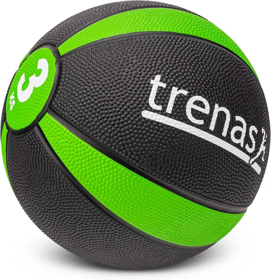 trenas Medizinball - Gummi - 1 kg - 1,5 kg - 2 kg - 3 kg - 4 kg - 5 kg - Robuster und Griffiger Ball - Ideal für Fitness und Sport